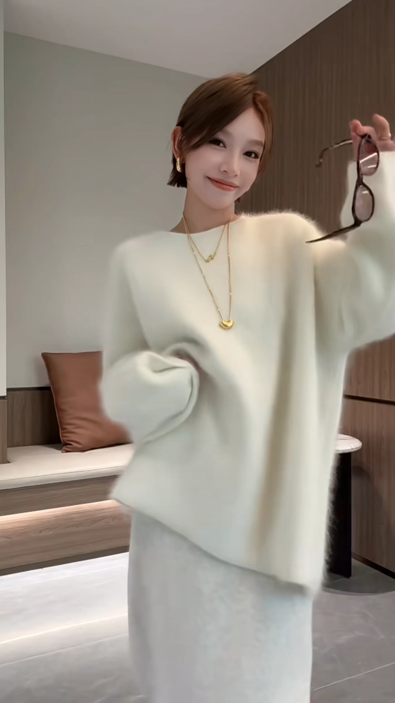 Women's Two-Piece Knit Sweater and Skirt Set Cozy Winter Outfit