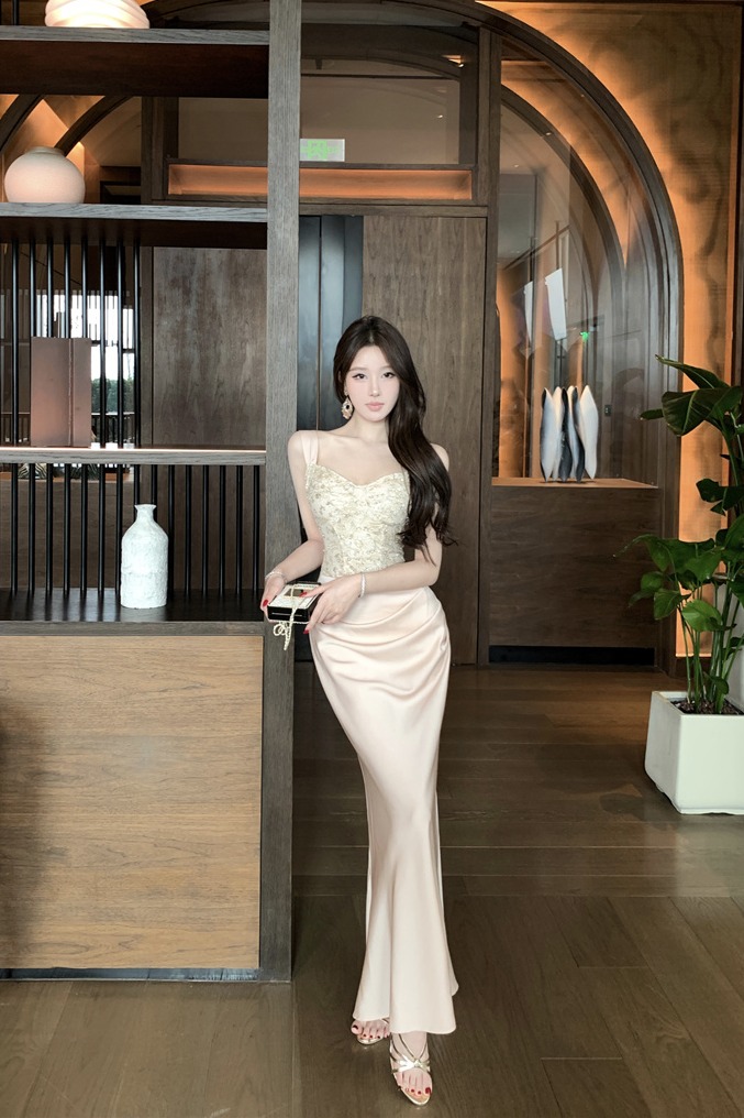 French Style Elegant Sequin Beaded Cami Dress Women Autumn Slim Fit Bodycon Evening Gown - Image 5