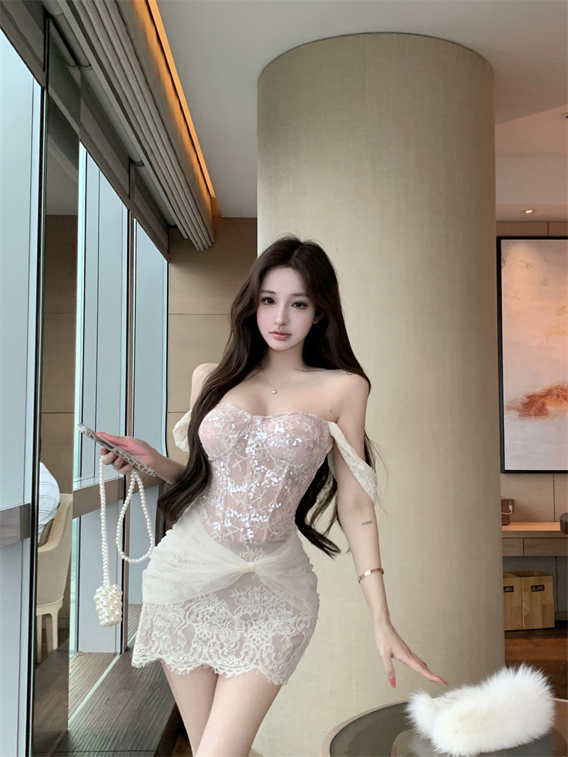 Lace Cami Bodycon Dress Women's Sweet Sexy High Waist Short Party Dress - Image 2