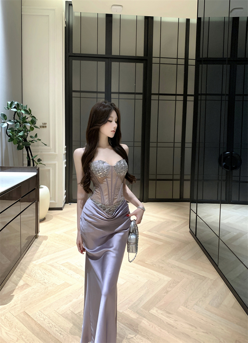 Women's Purple Cami Bodycon Dress High Waist Mini or Long - Image 3