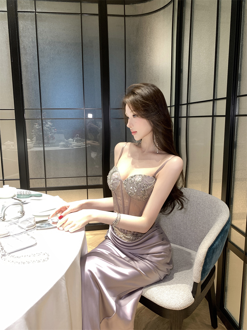 Women's Purple Cami Bodycon Dress High Waist Mini or Long - Image 4