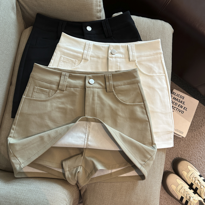 Minimalist Solid Color High Waist A-Line Short Skirt with Pockets