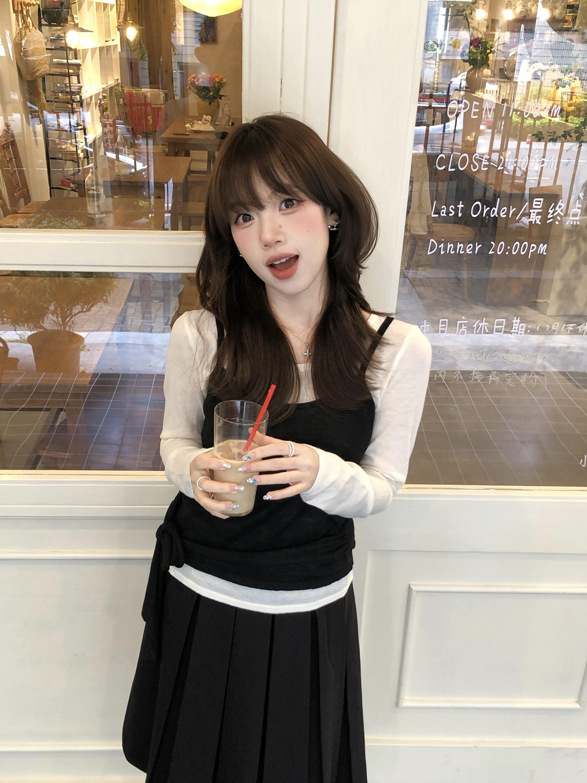 Women's Two-Piece Knit Set Black and White Long Sleeve Slimming Tie Detail Early Autumn Base Layer - Style 5fbae9 - Image 4