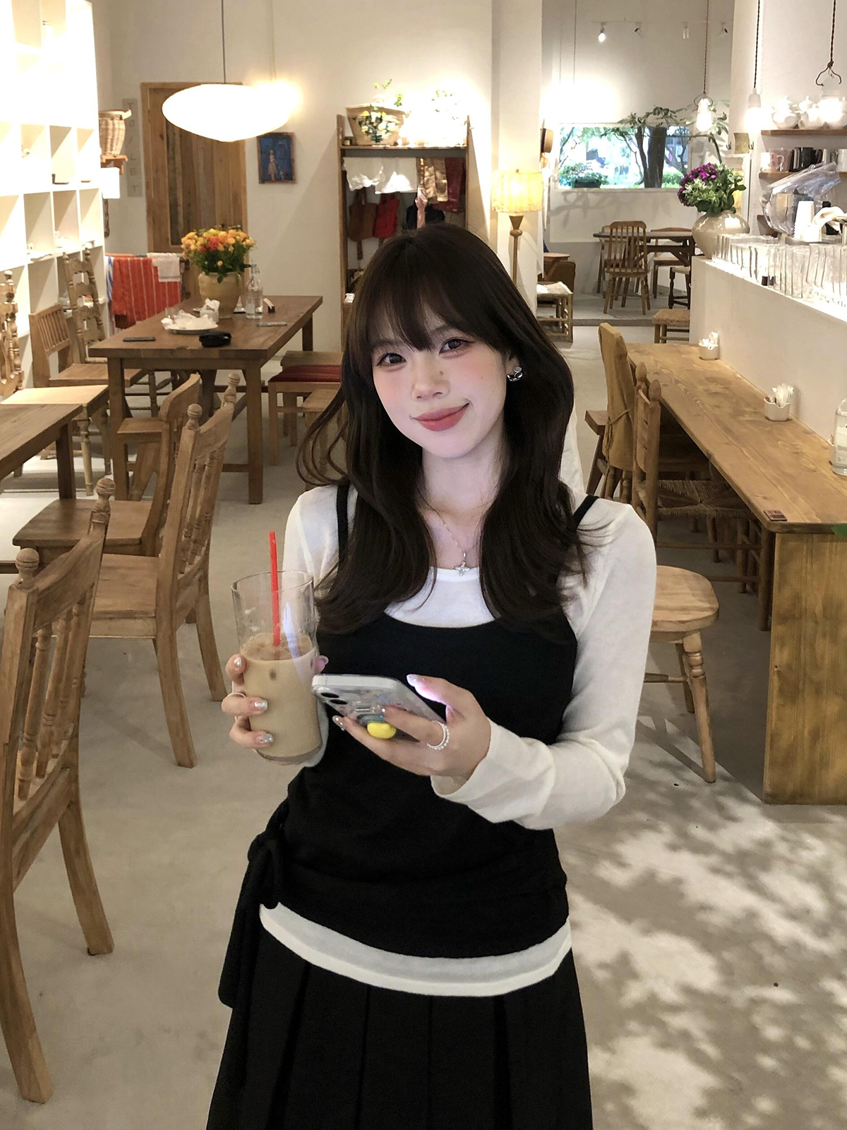 Women's Two-Piece Knit Set Black and White Long Sleeve Slimming Tie Detail Early Autumn Base Layer - Style 5fbae9 - Image 2