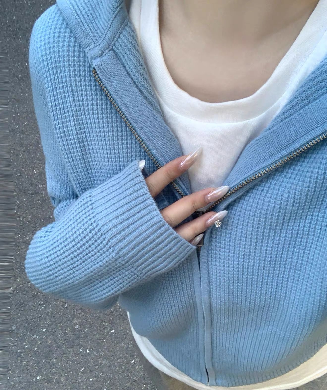Women's Waffle Knit Hooded Cardigan Sweater - Image 3