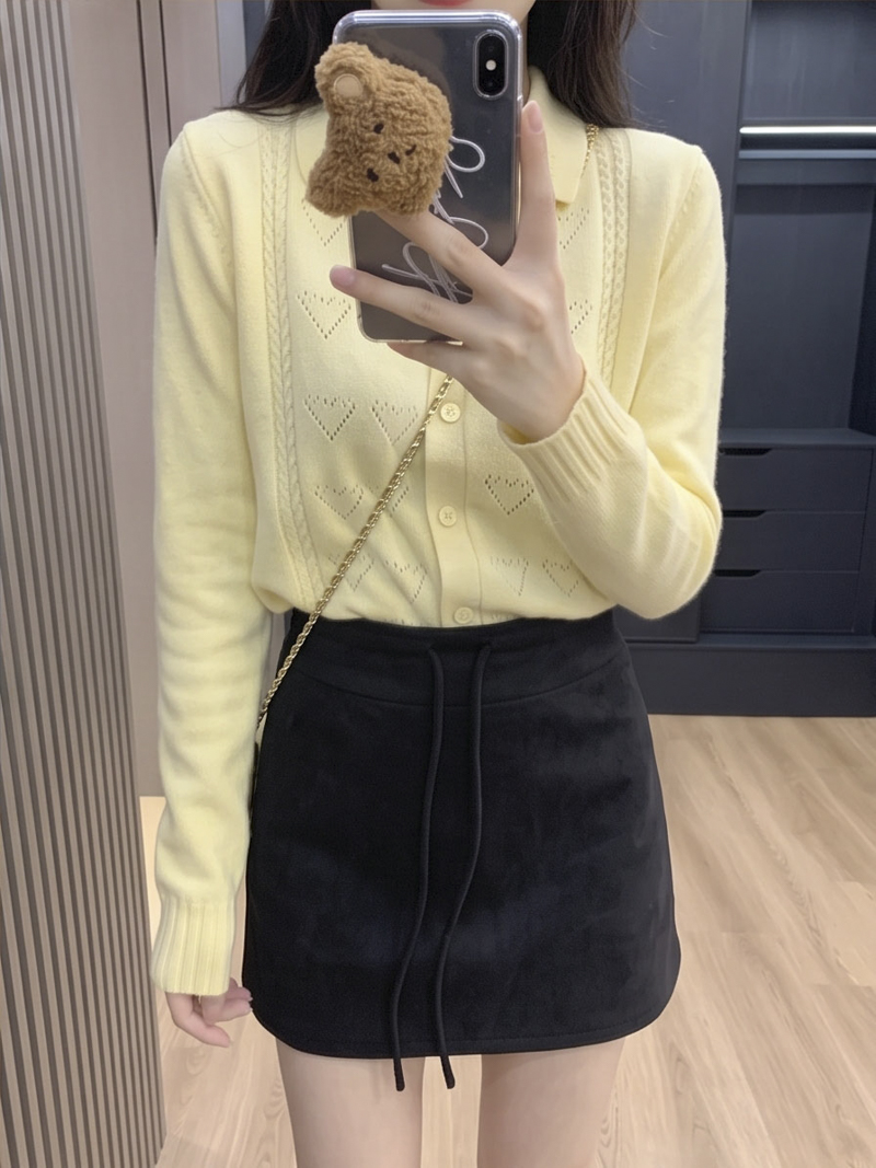 2026 Autumn Winter Korean Minimalist Solid Suede A-Line Mini Skirt with Drawstring and Anti-Exposure - Image 4